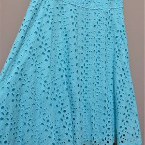 Blue Eyelet Halter Neck Sleeveless Full Inner Lining Dress for Women Size 14 US